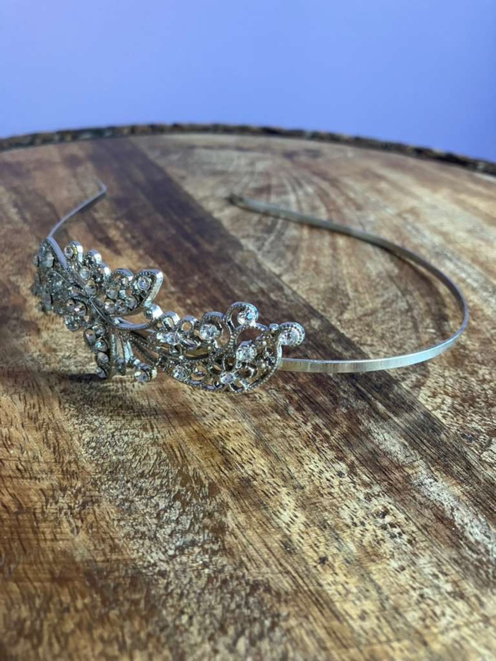 Silver Crystal Bridal Headband with Ornate Rhinestone Accent
